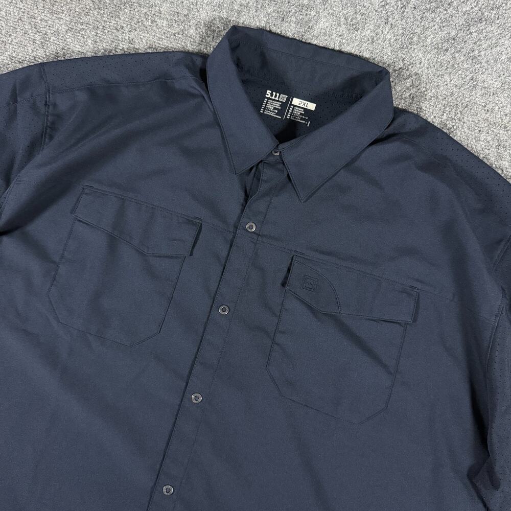 5.11 Tactical Freedom Flex Shirt Mens 2XL Navy Short Sleeve Button Up 71340